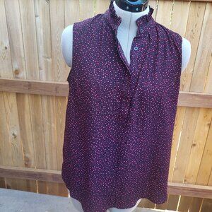 Ann Taylor henley dot sleeveless top small